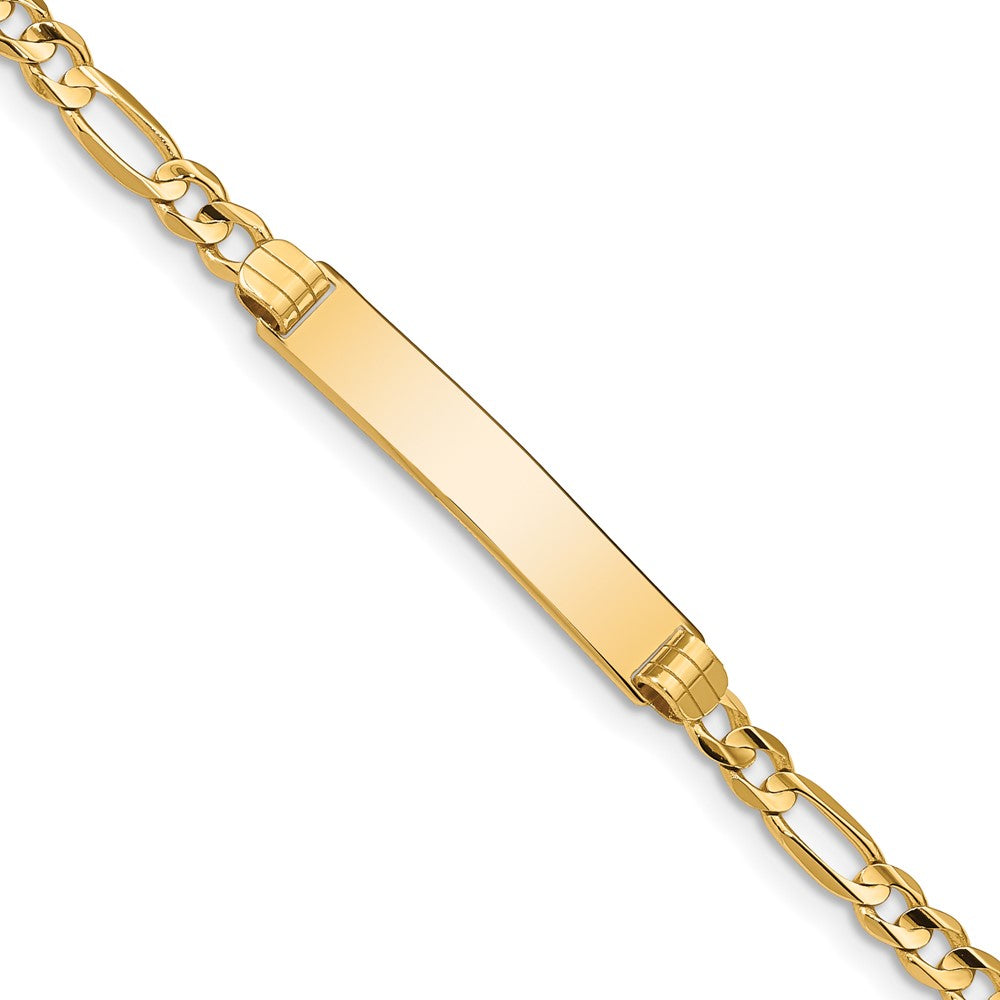 14k Yellow Gold Figaro I.D. Bracelet with Lobster Clasp - 7 Inch, Item B11306 by The Black Bow Jewelry Co.