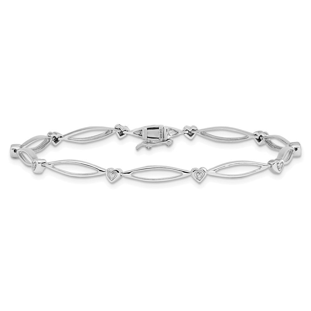 Alternate view of the Diamond Heart Loop Tennis Bracelet in Sterling Silver -7 Inch by The Black Bow Jewelry Co.