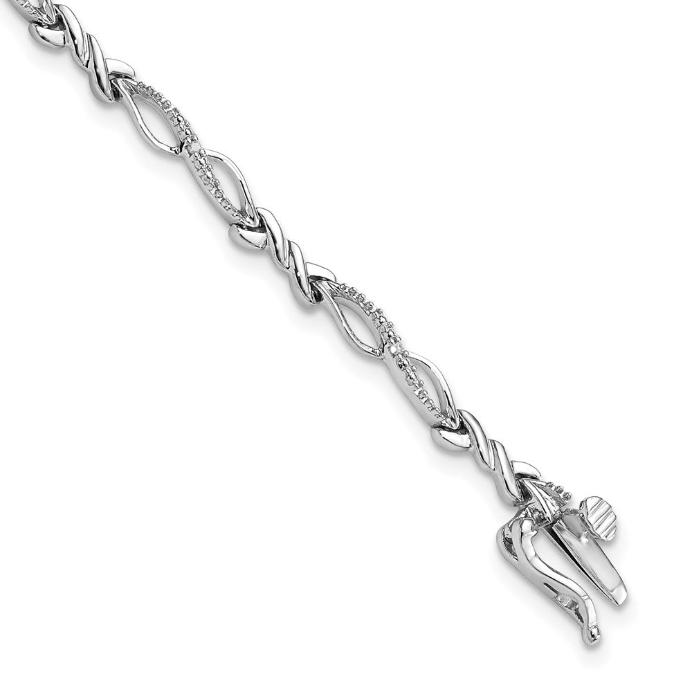 Diamond Twisted Loop Bracelet in Sterling Silver -7 Inch, Item B11314 by The Black Bow Jewelry Co.
