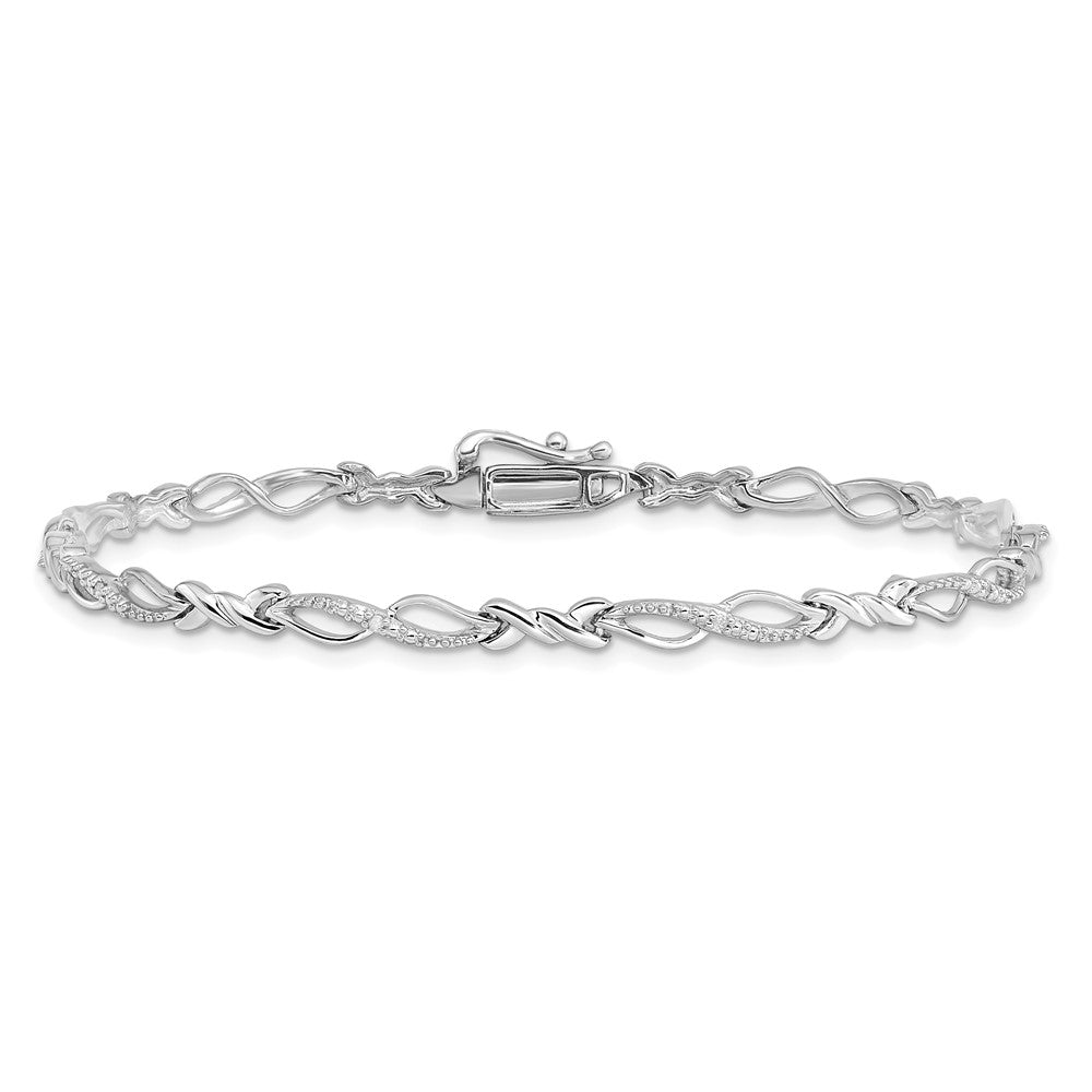Alternate view of the Diamond Twisted Loop Bracelet in Sterling Silver -7 Inch by The Black Bow Jewelry Co.