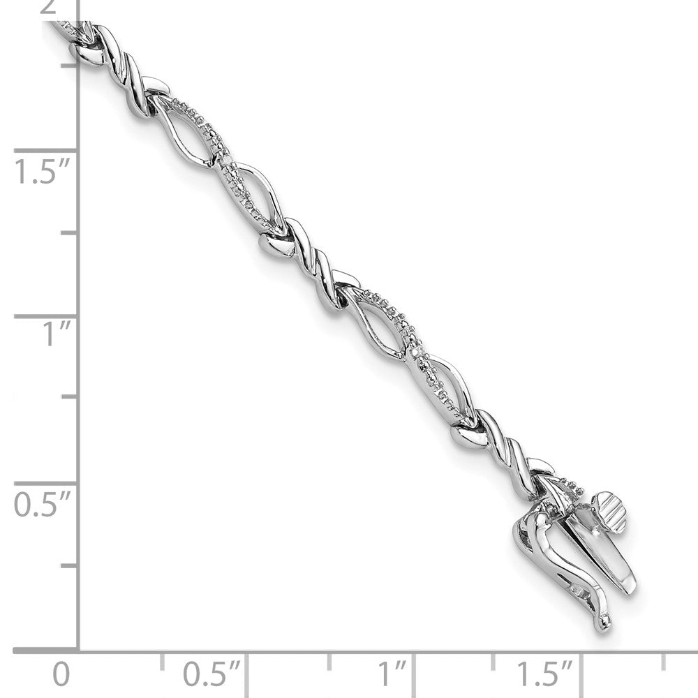 Alternate view of the Diamond Twisted Loop Bracelet in Sterling Silver -7 Inch by The Black Bow Jewelry Co.
