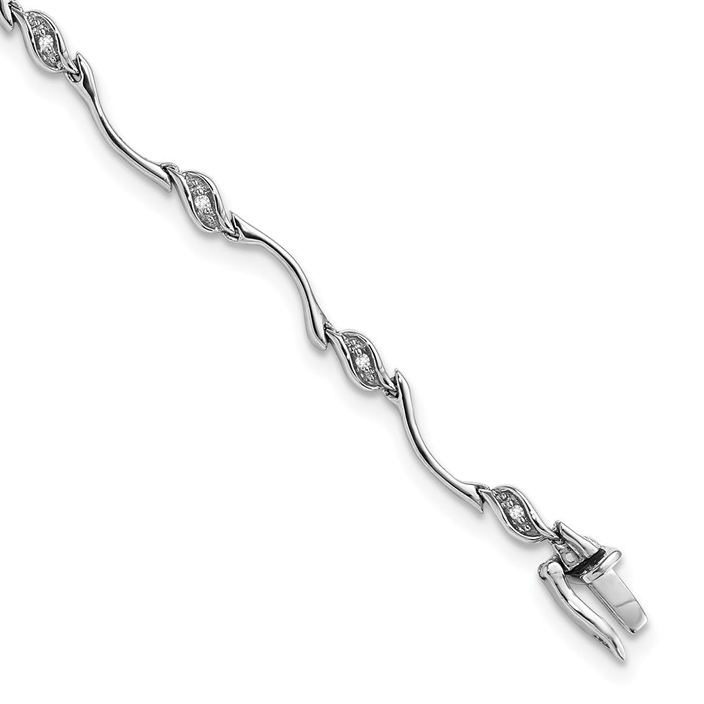 Swirl Diamond Tennis Bracelet in Sterling Silver -7 Inch, Item B11316 by The Black Bow Jewelry Co.