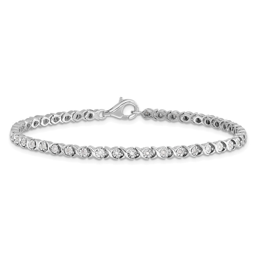 Alternate view of the .5 Carat Hugs and Kisses Diamond Tennis Bracelet in Silver - 7 Inch by The Black Bow Jewelry Co.