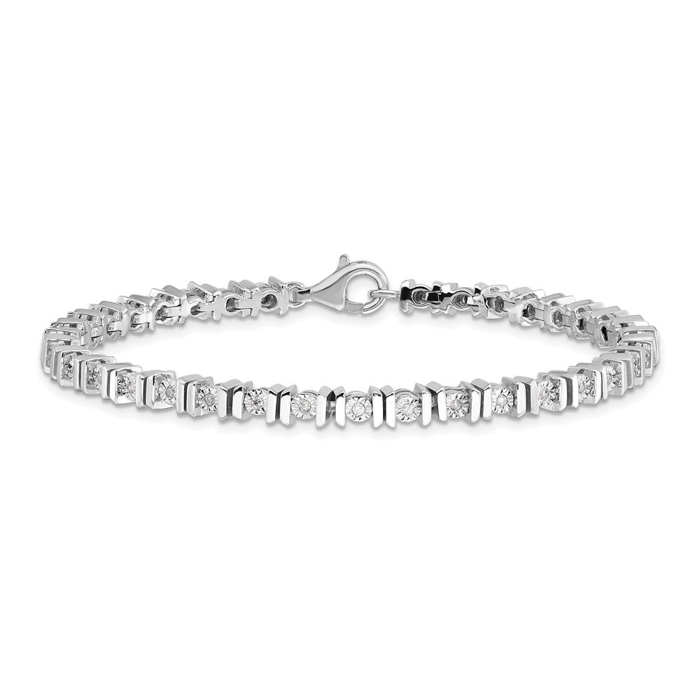 Alternate view of the Classic Illusion Diamond Tennis Bracelet in Sterling Silver - 7 Inch by The Black Bow Jewelry Co.