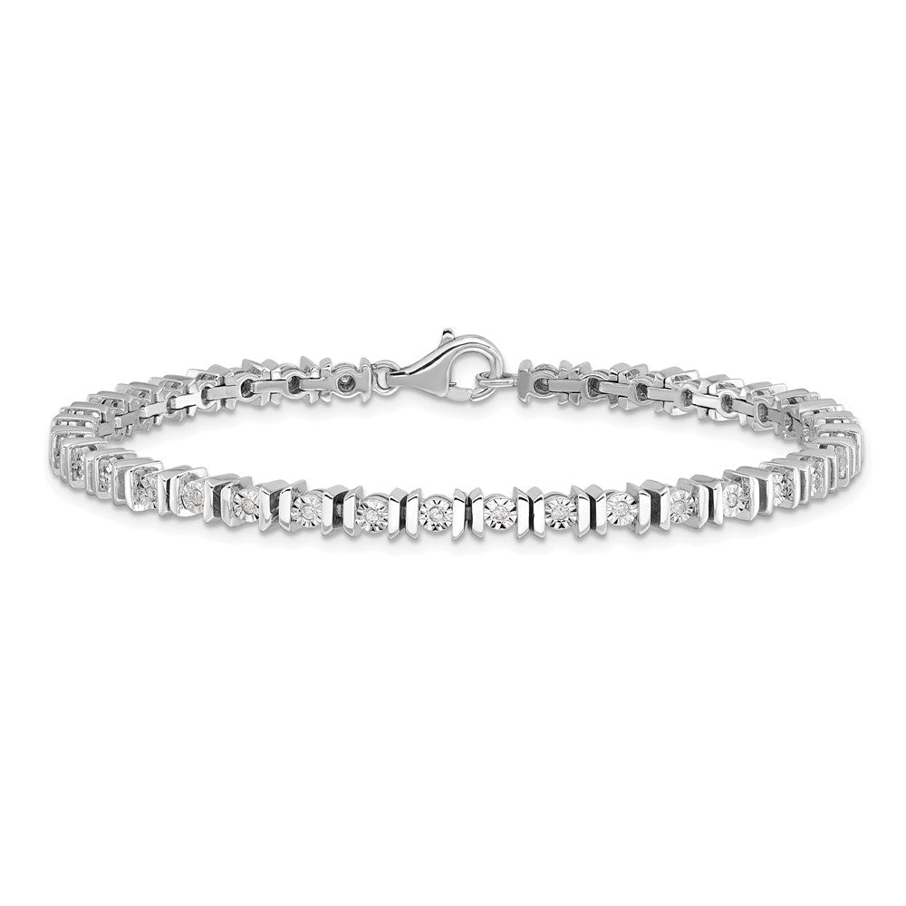 Alternate view of the .50 Cttw Classic Illusion Diamond Tennis Bracelet in Silver - 7 Inch by The Black Bow Jewelry Co.