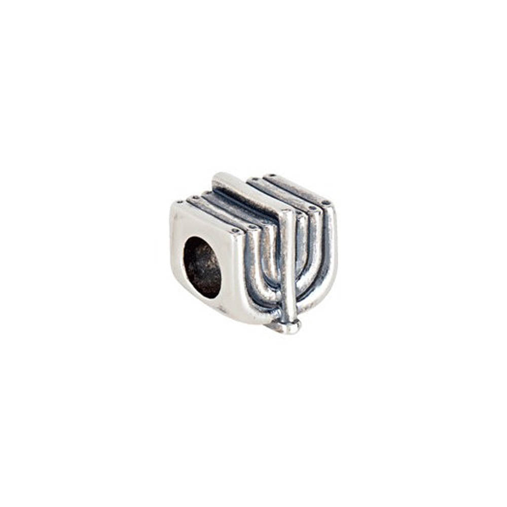 Sterling Silver Menorah Bead Charm, Item B11349 by The Black Bow Jewelry Co.
