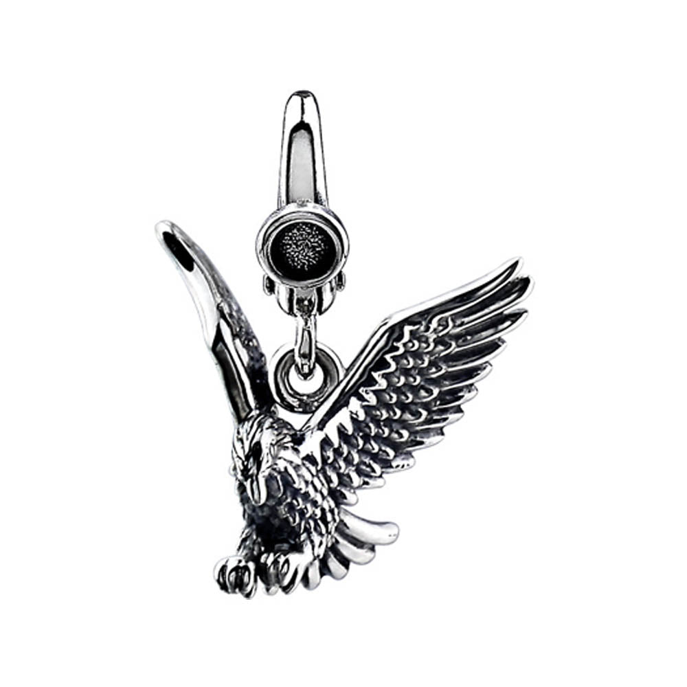 Sterling Silver, Antiqued 3D American Eagle Clip-On Bead Charm, Item B11386 by The Black Bow Jewelry Co.