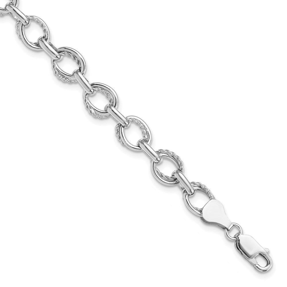 Sterling Silver 7mm Polished Oval Link Chain Bracelet, 7.5 Inch, Item B11455 by The Black Bow Jewelry Co.
