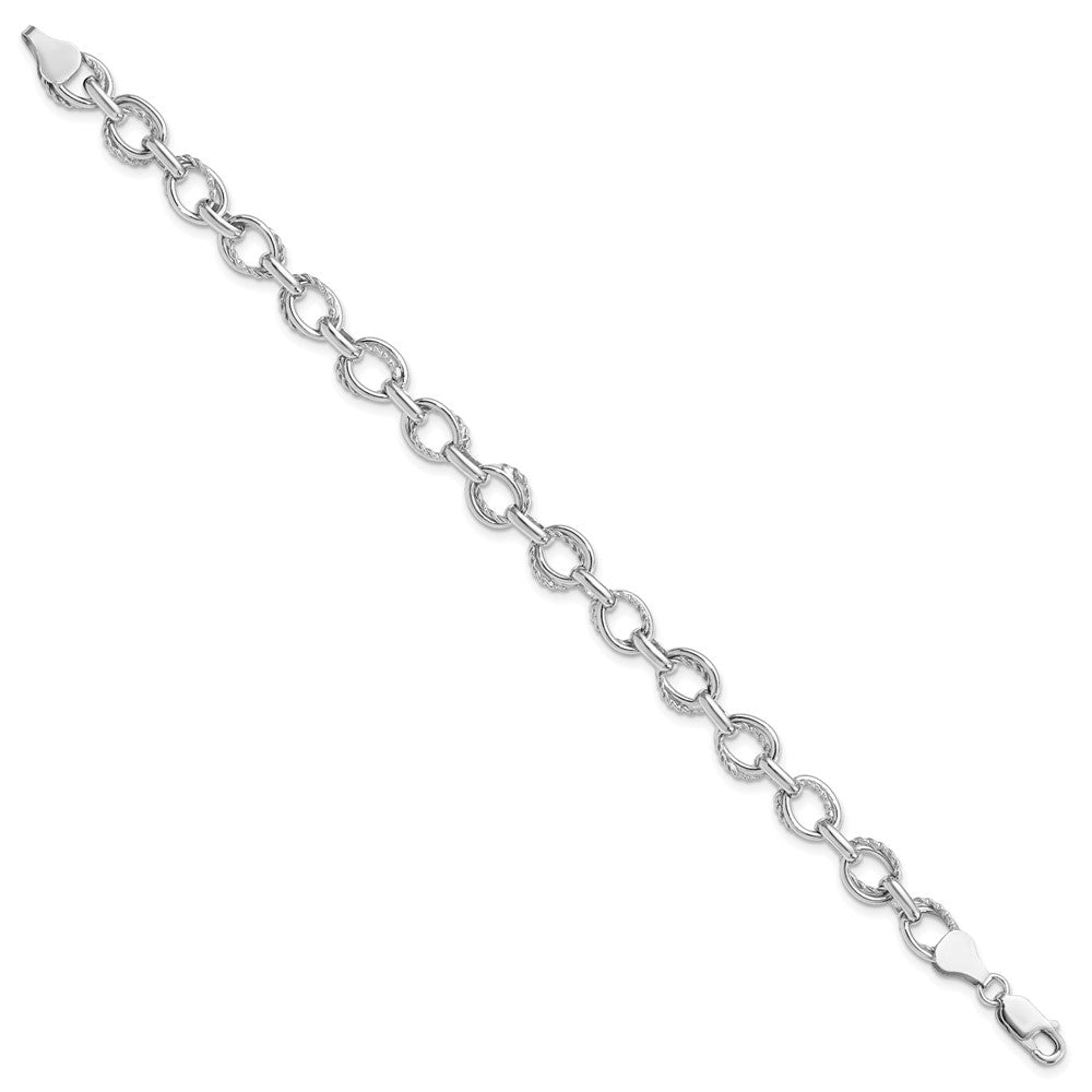 Alternate view of the Sterling Silver 7mm Polished Oval Link Chain Bracelet, 7.5 Inch by The Black Bow Jewelry Co.