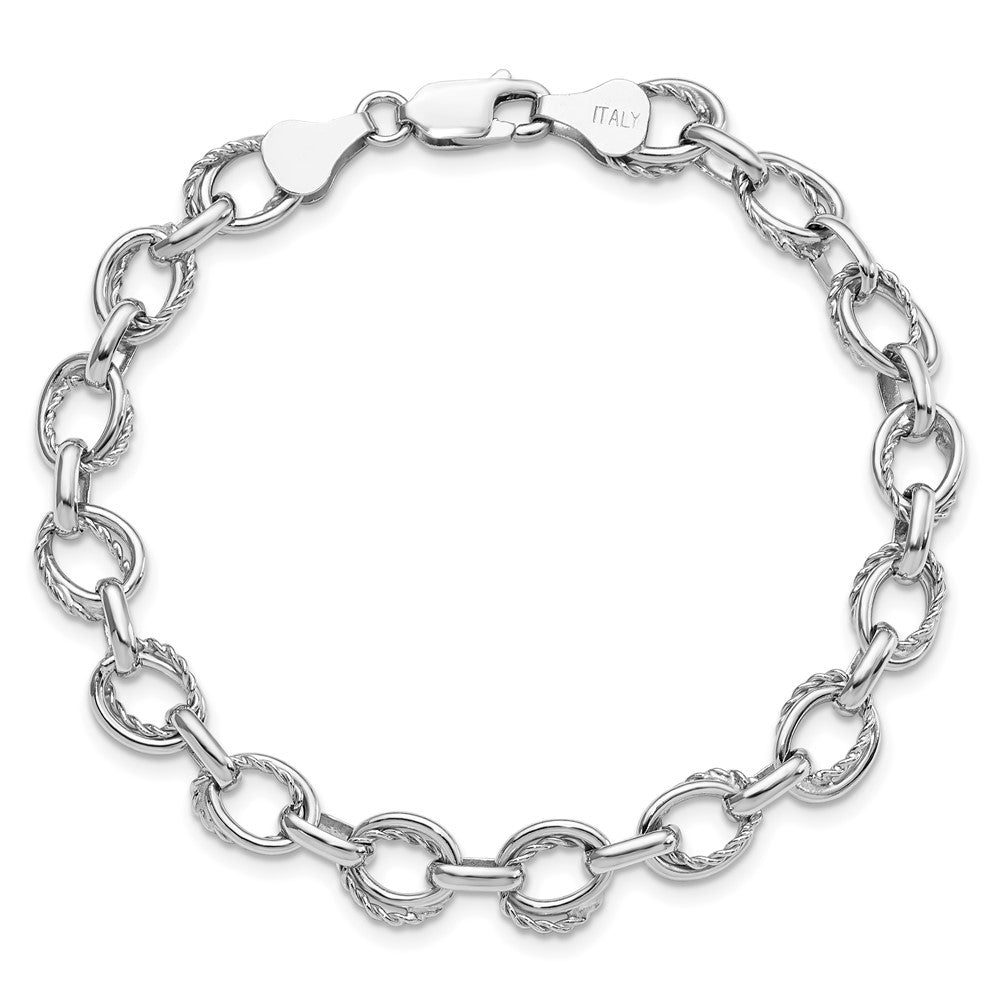 Alternate view of the Sterling Silver 7mm Polished Oval Link Chain Bracelet, 7.5 Inch by The Black Bow Jewelry Co.