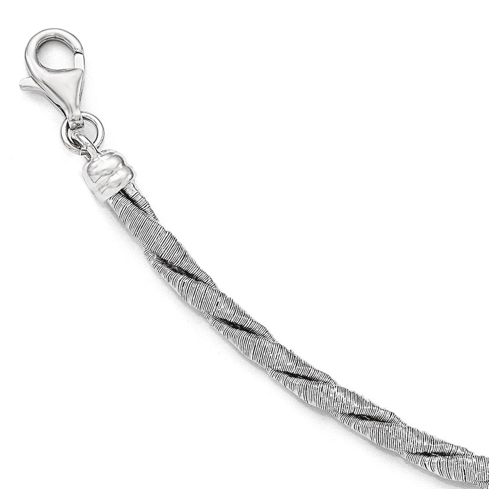 Sterling Silver 4mm Fancy Textured and Twisted Chain Bracelet, Adj, Item B11457 by The Black Bow Jewelry Co.