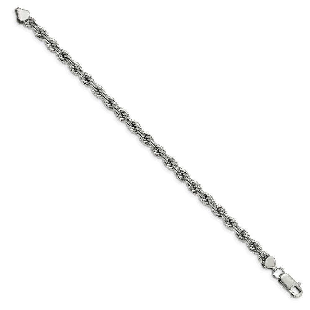Alternate view of the Men&#39;s 6mm Polished Rope Chain Bracelet in Stainless Steel by The Black Bow Jewelry Co.