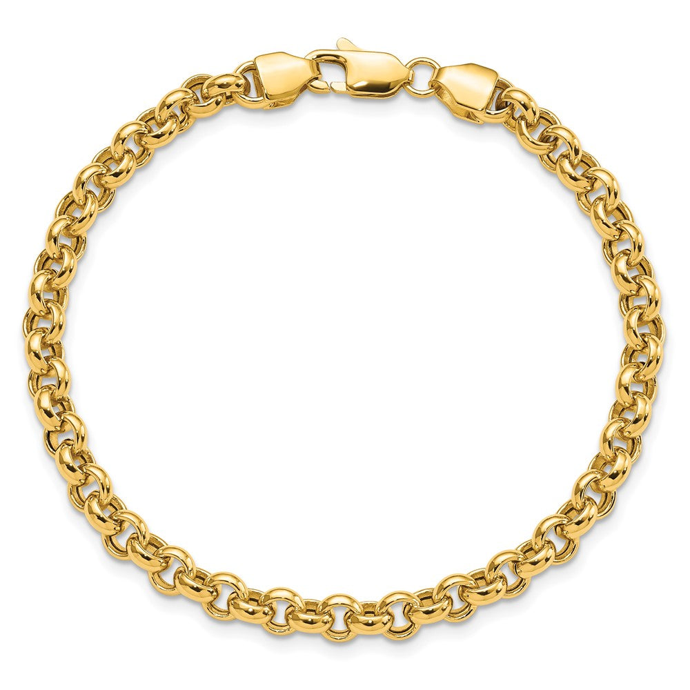 Alternate view of the 5mm Polished Hollow Rolo Chain Bracelet in 14k Yellow Gold by The Black Bow Jewelry Co.