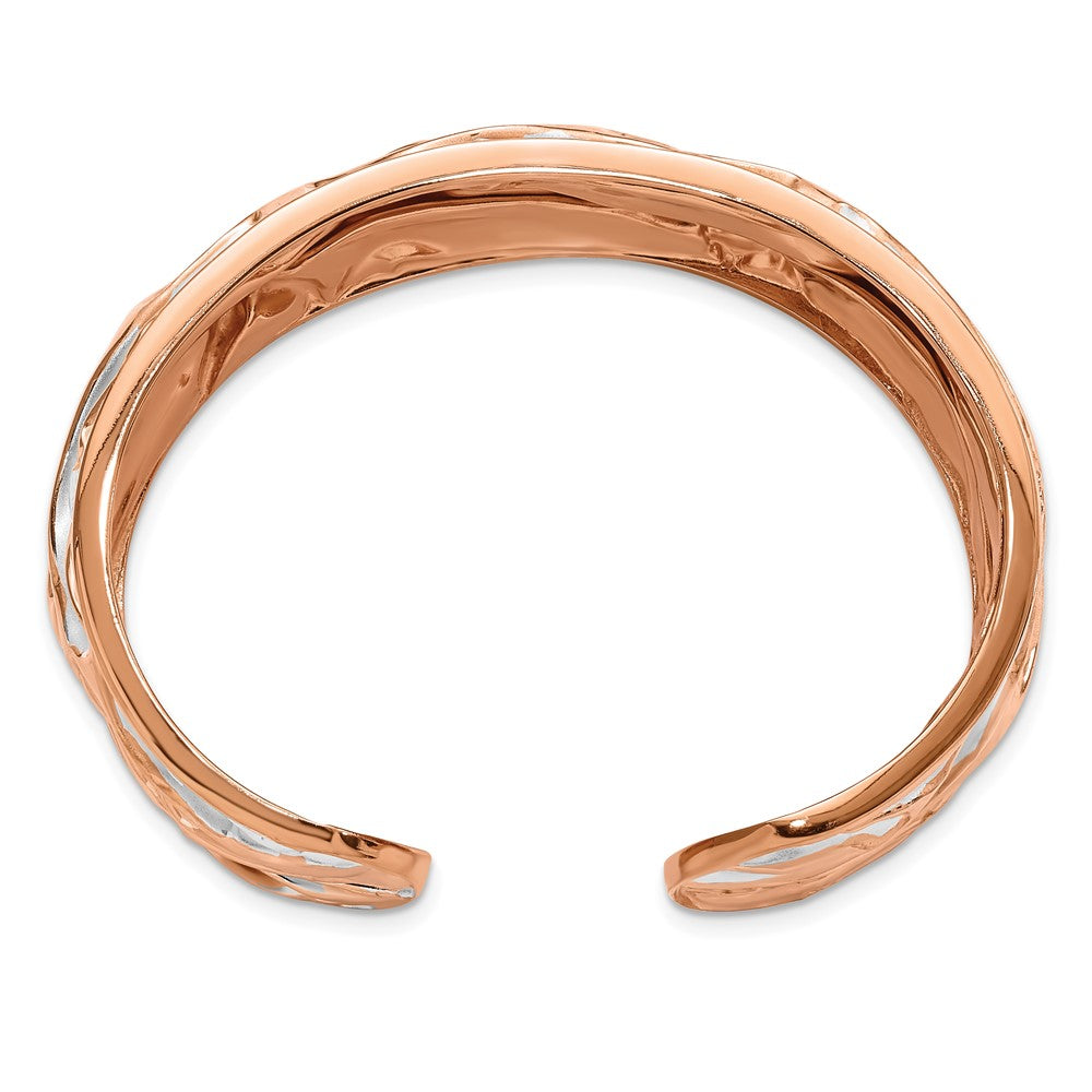 Alternate view of the 26mm Rose Gold Tone Plated Sterling Silver Domed Crinkle Cuff Bracelet by The Black Bow Jewelry Co.