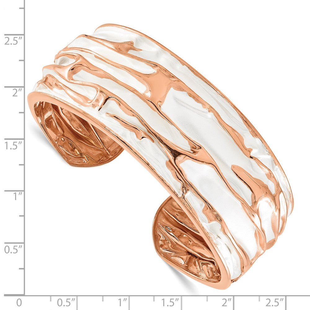Alternate view of the 26mm Rose Gold Tone Plated Sterling Silver Domed Crinkle Cuff Bracelet by The Black Bow Jewelry Co.