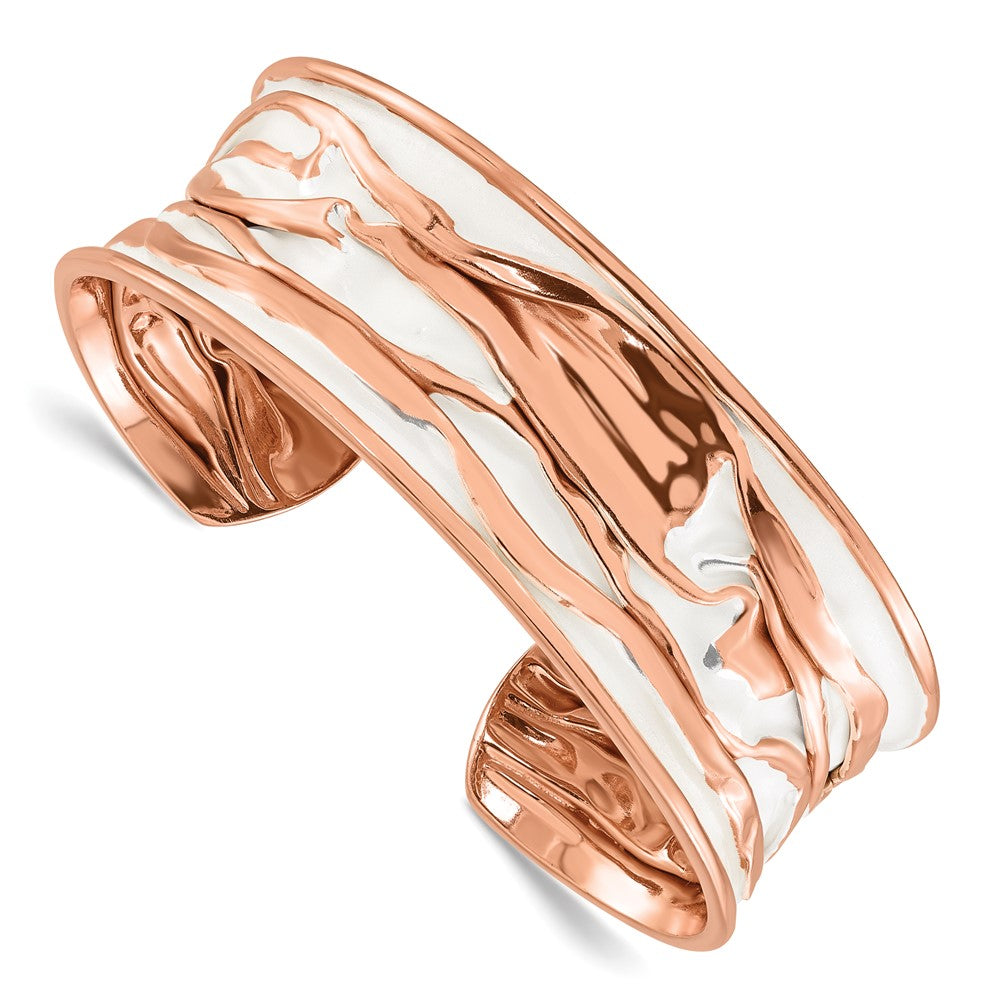 22mm Rose Gold Tone Plated Sterling Silver Concave Crinkle Cuff Brac., Item B11480 by The Black Bow Jewelry Co.
