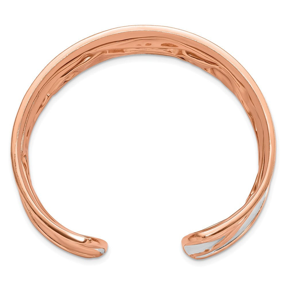 Alternate view of the 22mm Rose Gold Tone Plated Sterling Silver Concave Crinkle Cuff Brac. by The Black Bow Jewelry Co.