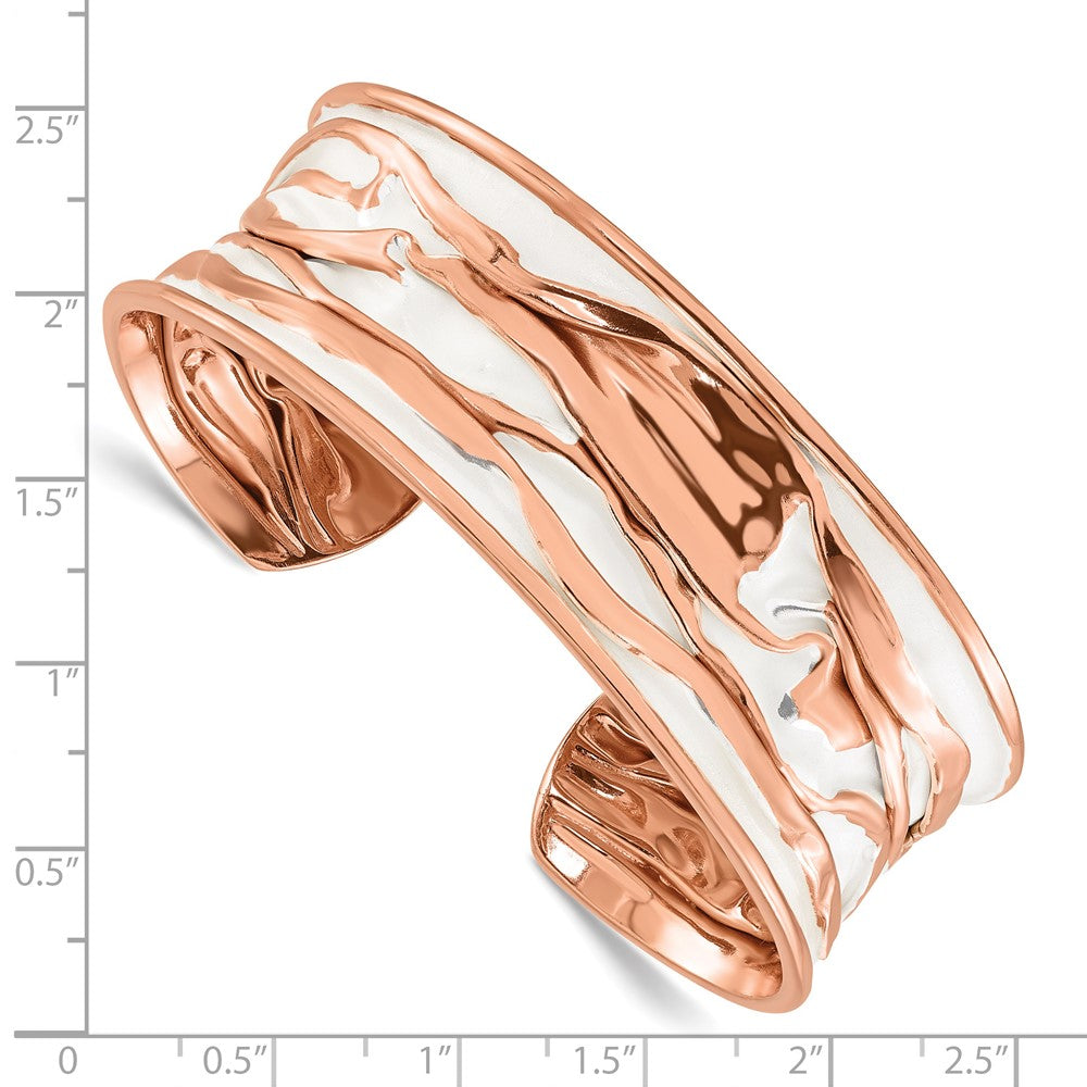 Alternate view of the 22mm Rose Gold Tone Plated Sterling Silver Concave Crinkle Cuff Brac. by The Black Bow Jewelry Co.