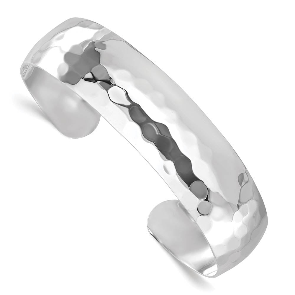Sterling Silver 14mm Hammered Domed Cuff Bracelet, Item B11501 by The Black Bow Jewelry Co.