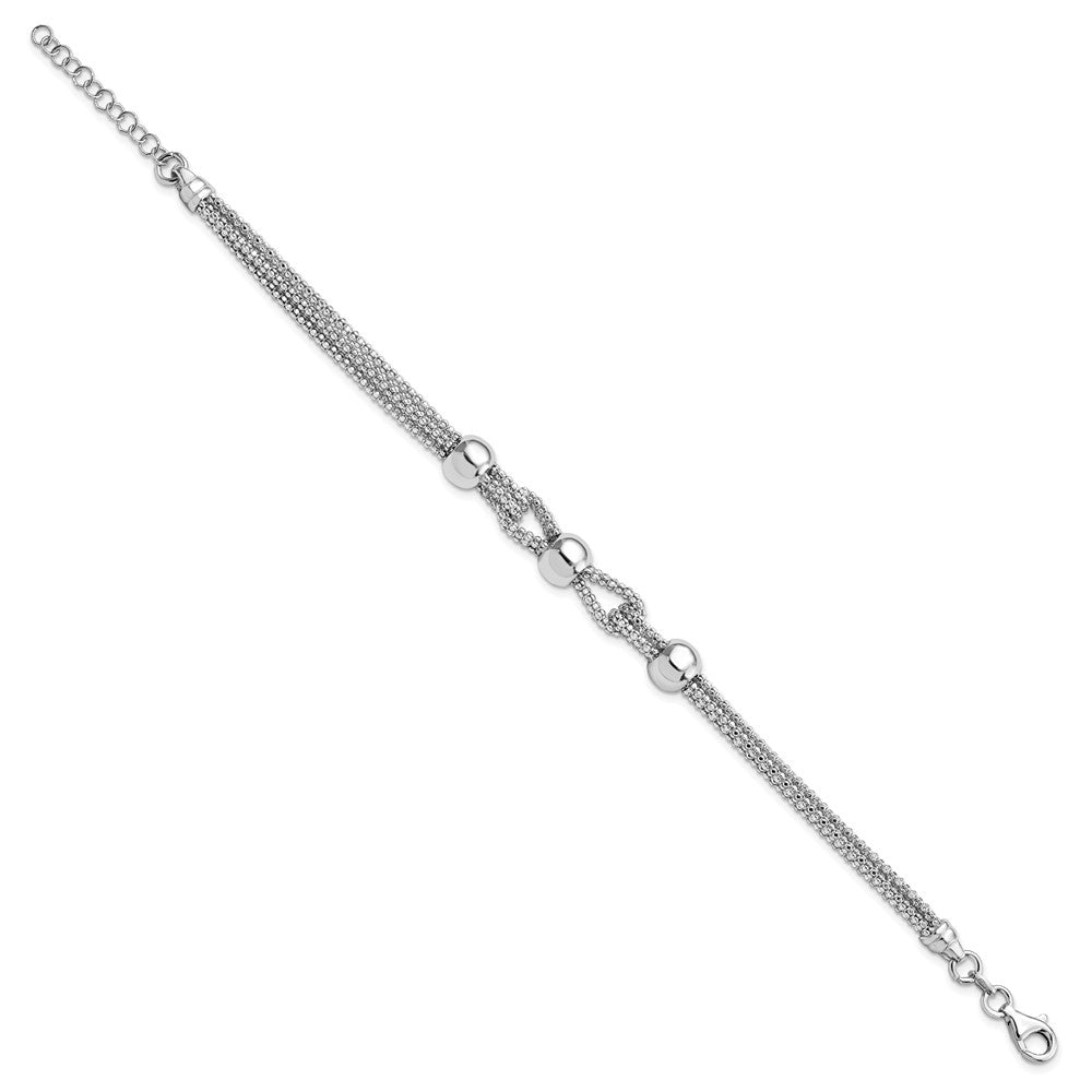 Alternate view of the Sterling Silver Adjustable Four Strand Beaded Bracelet, 7.5-8.5 in by The Black Bow Jewelry Co.