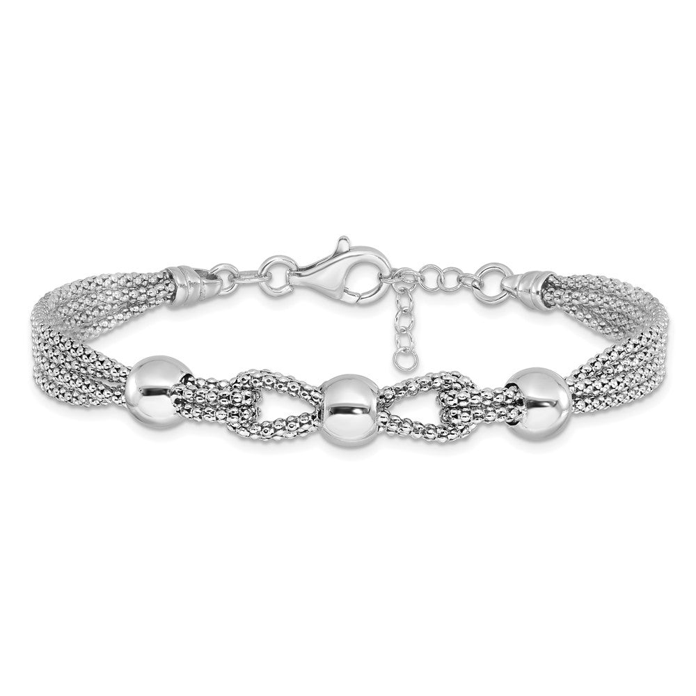 Alternate view of the Sterling Silver Adjustable Four Strand Beaded Bracelet, 7.5-8.5 in by The Black Bow Jewelry Co.