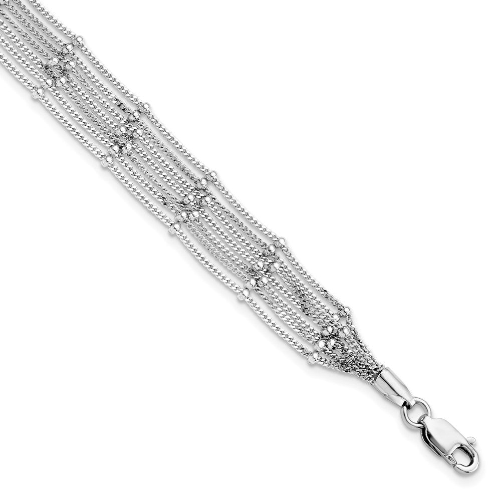 Sterling Silver Seven Strand Beaded Curb Chain Bracelet, 7.5 Inch, Item B11523 by The Black Bow Jewelry Co.