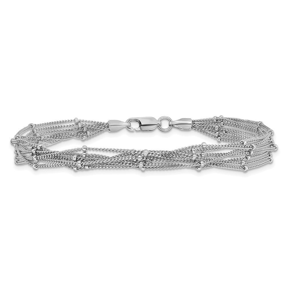 Alternate view of the Sterling Silver Seven Strand Beaded Curb Chain Bracelet, 7.5 Inch by The Black Bow Jewelry Co.