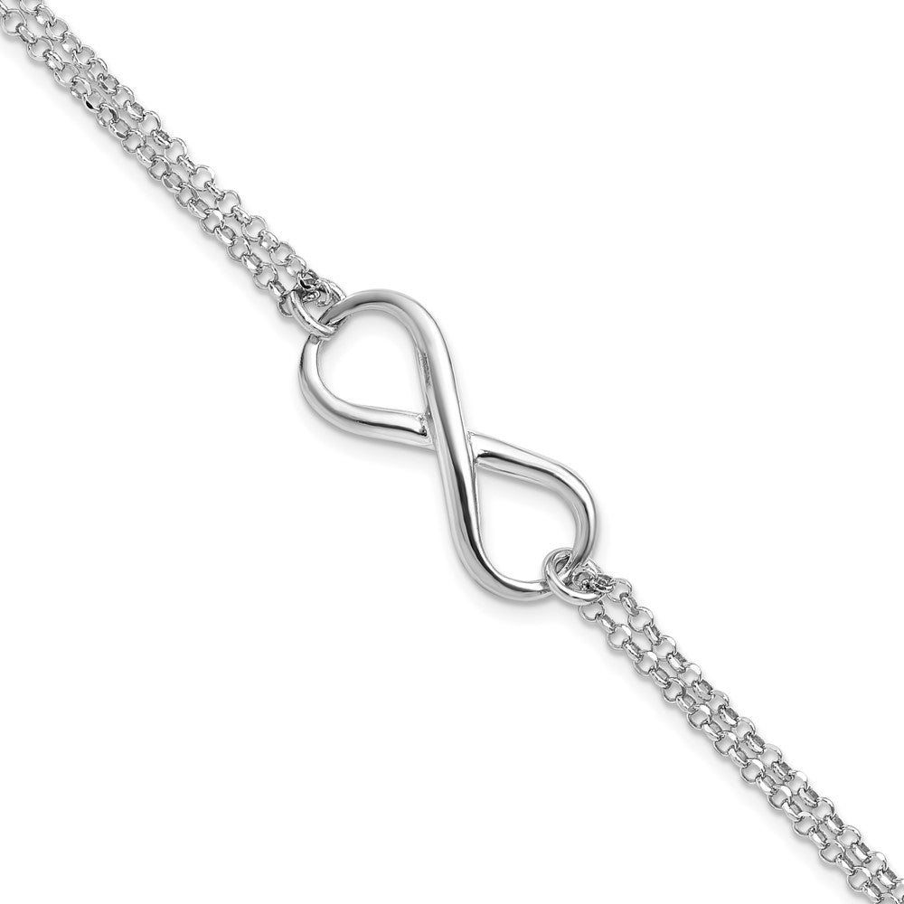 Sterling Silver Infinity Symbol Double Strand Bracelet, 7.5 Inch, Item B11533 by The Black Bow Jewelry Co.