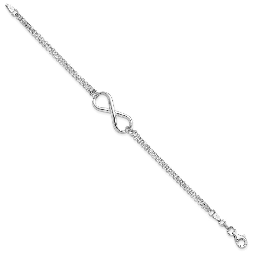 Alternate view of the Sterling Silver Infinity Symbol Double Strand Bracelet, 7.5 Inch by The Black Bow Jewelry Co.