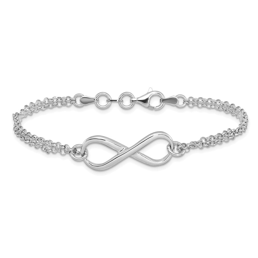 Alternate view of the Sterling Silver Infinity Symbol Double Strand Bracelet, 7.5 Inch by The Black Bow Jewelry Co.