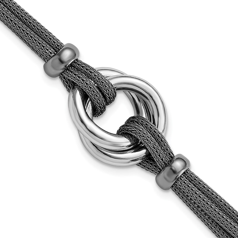 Sterling Silver and Black Plated Knot Mesh Bracelet, 7 Inch, Item B11538 by The Black Bow Jewelry Co.
