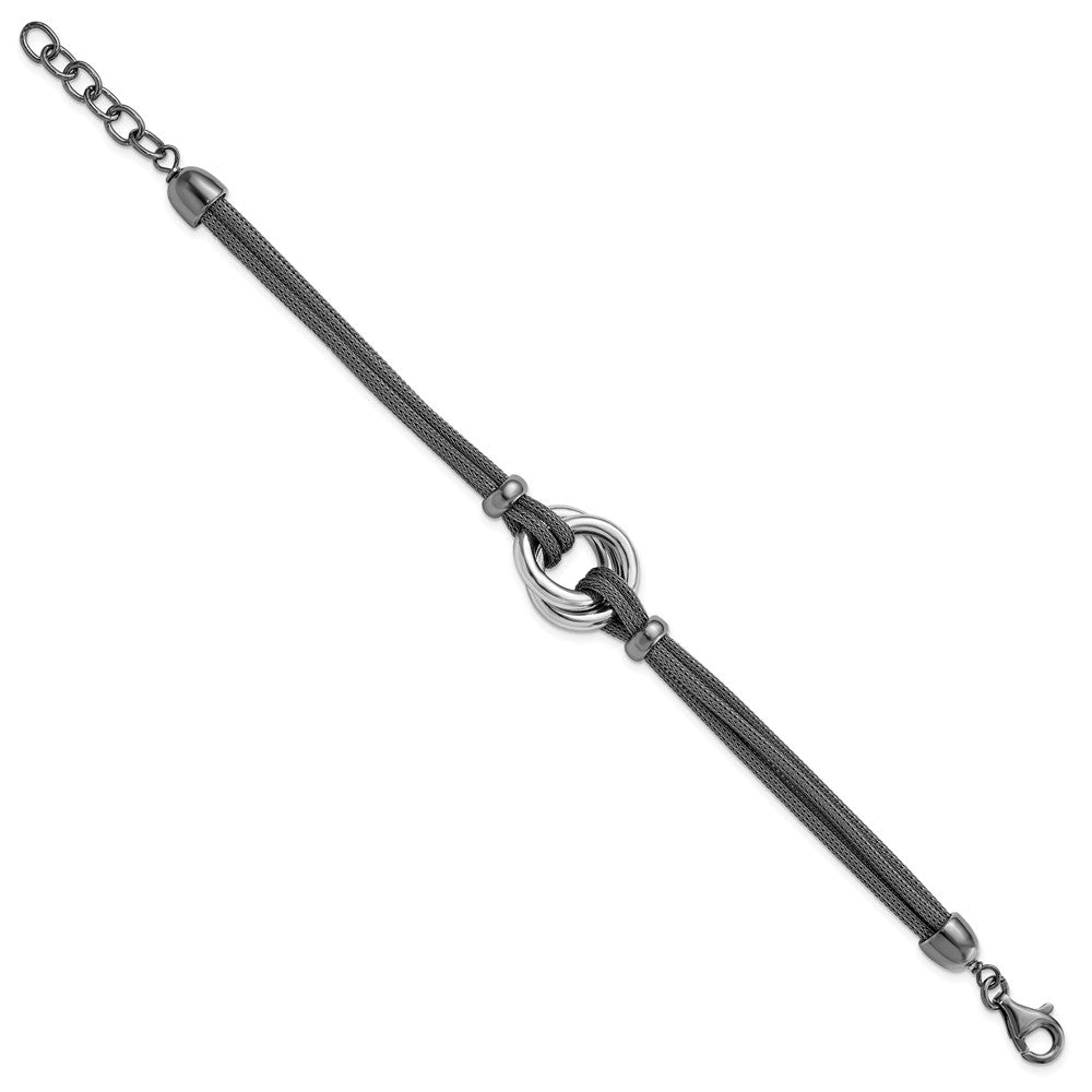 Alternate view of the Sterling Silver and Black Plated Knot Mesh Bracelet, 7 Inch by The Black Bow Jewelry Co.