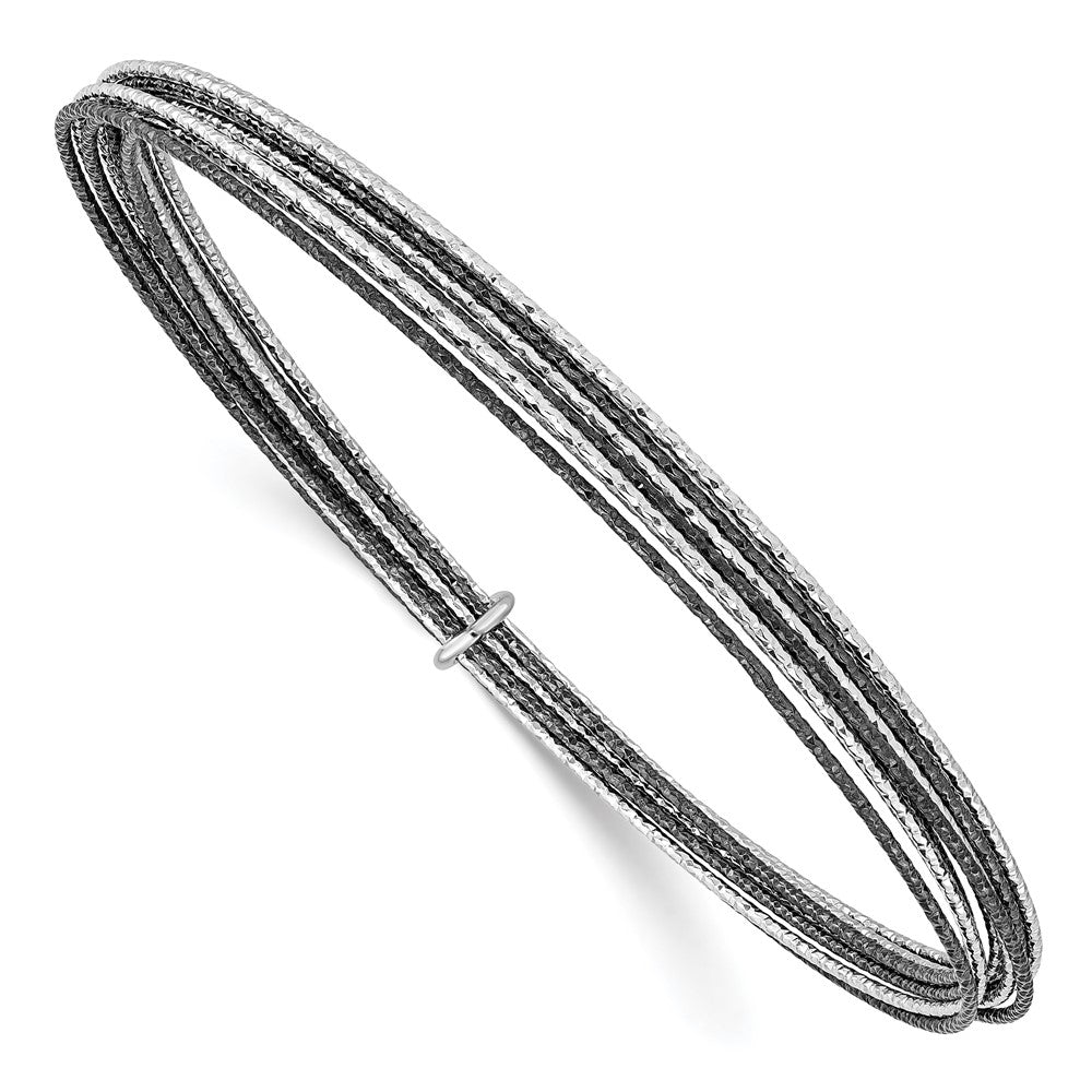 Sterling Silver Black Plated D/C 10 Layer Intertwined Bangle Bracelet, Item B11541 by The Black Bow Jewelry Co.