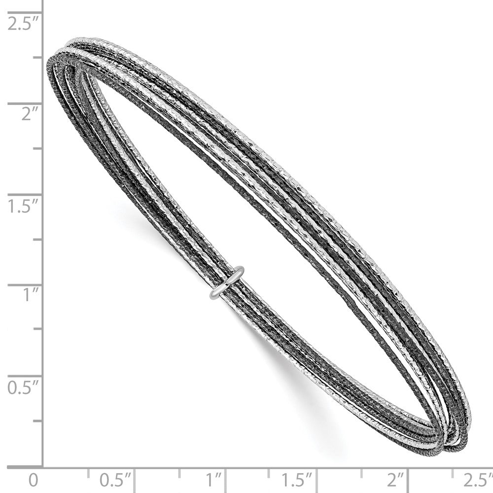 Alternate view of the Sterling Silver Black Plated D/C 10 Layer Intertwined Bangle Bracelet by The Black Bow Jewelry Co.