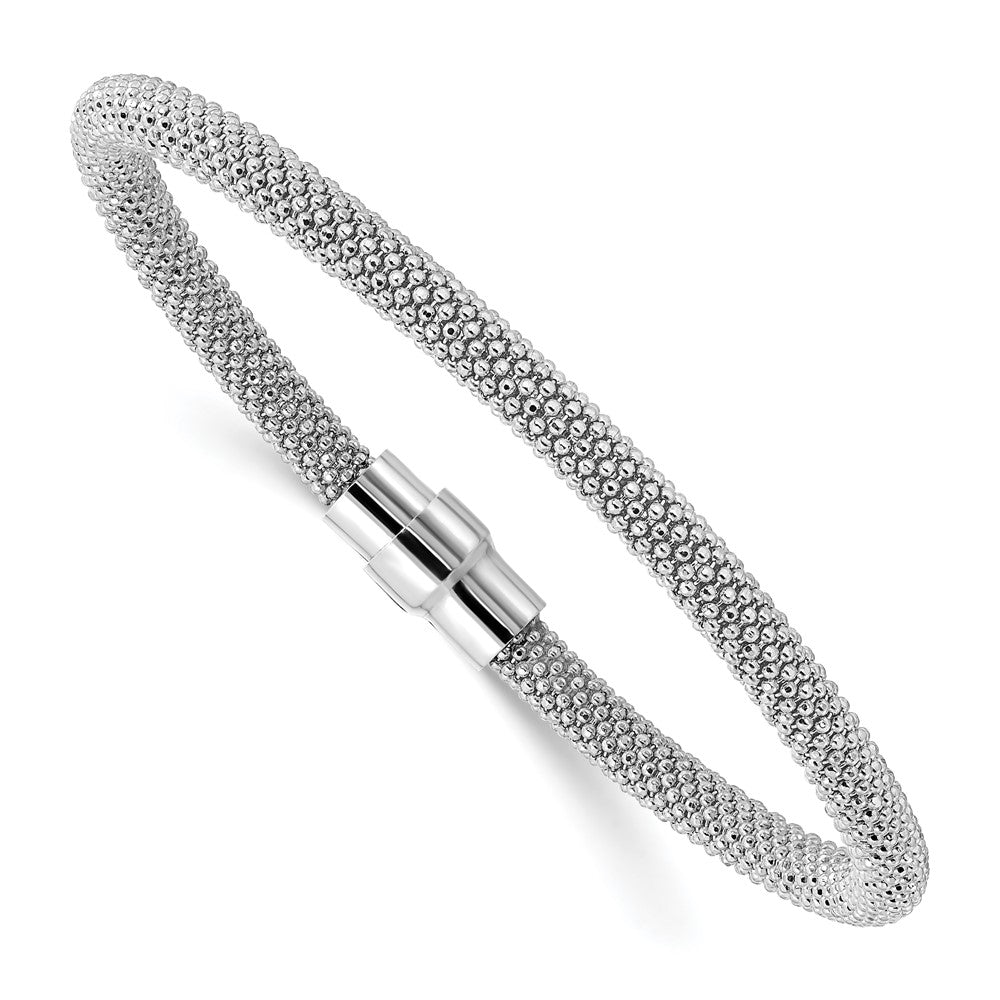 Alternate view of the Sterling Silver 5mm Popcorn Mesh Chain Bracelet, 7.5 Inch by The Black Bow Jewelry Co.