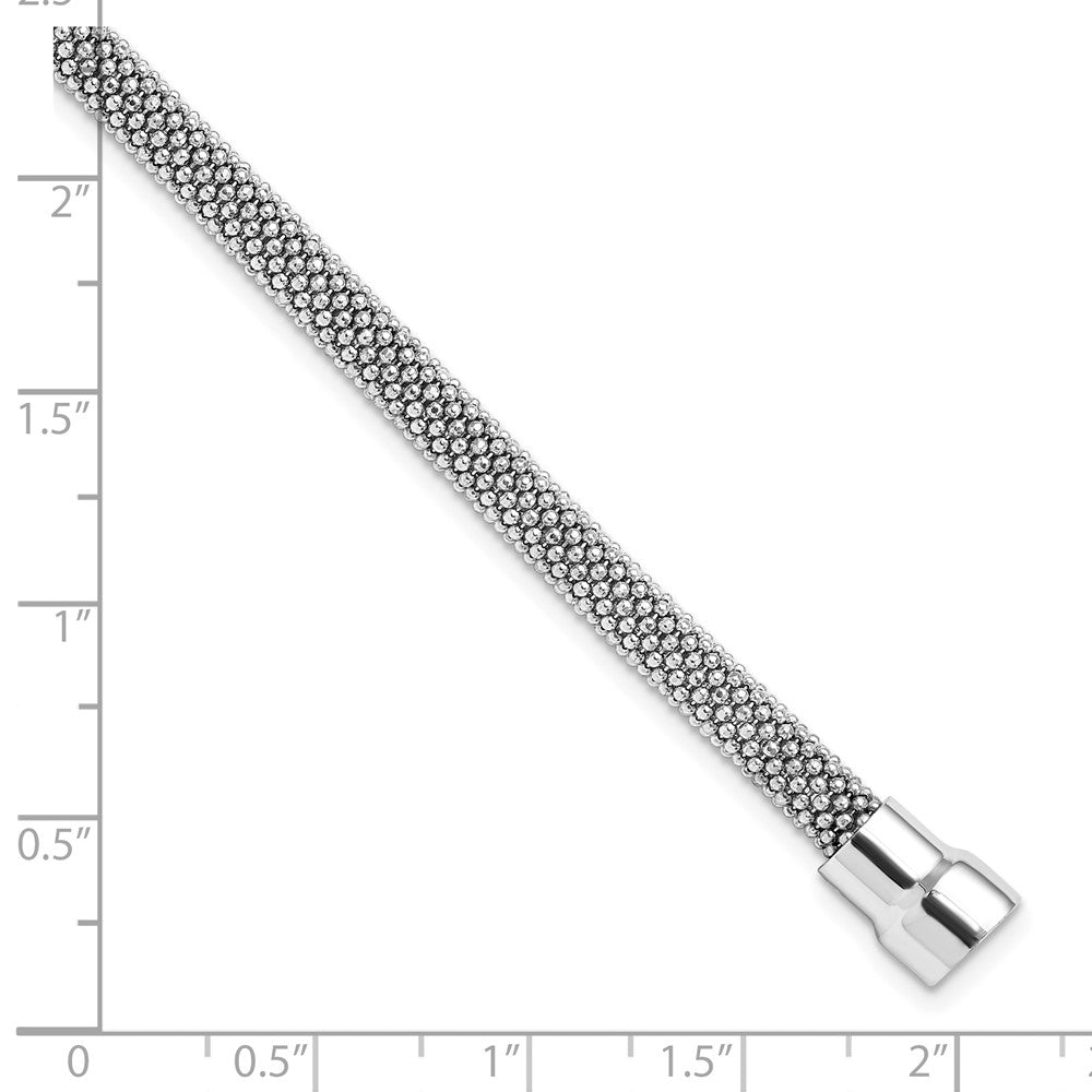 Alternate view of the Sterling Silver 5mm Popcorn Mesh Chain Bracelet, 7.5 Inch by The Black Bow Jewelry Co.