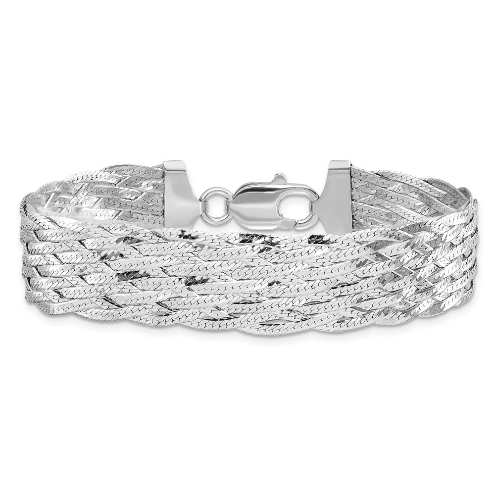 Alternate view of the Sterling Silver Wide Braided Herringbone Chain Bracelet, 7.5 Inch by The Black Bow Jewelry Co.