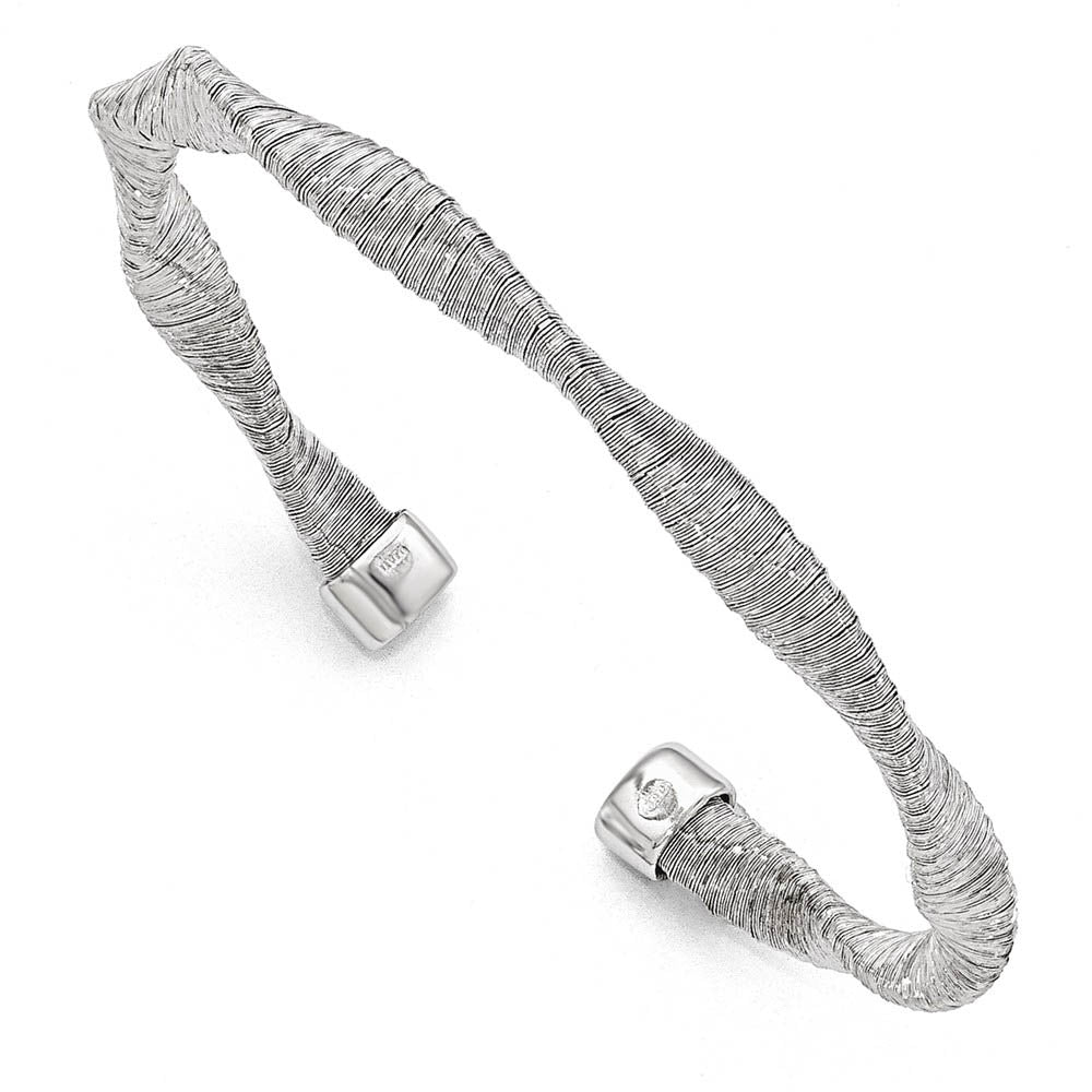 5mm Sterling Silver Textured and Twisted Cuff Bracelet, Item B11572 by The Black Bow Jewelry Co.