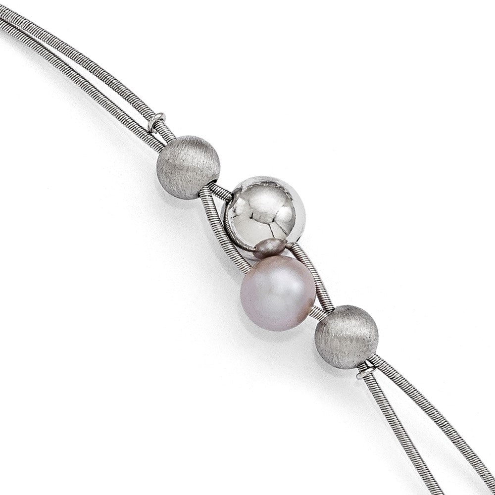 Strand Sterling, Gray FW Cultured Pearl &amp; Beaded Double Bracelet, Item B11576 by The Black Bow Jewelry Co.