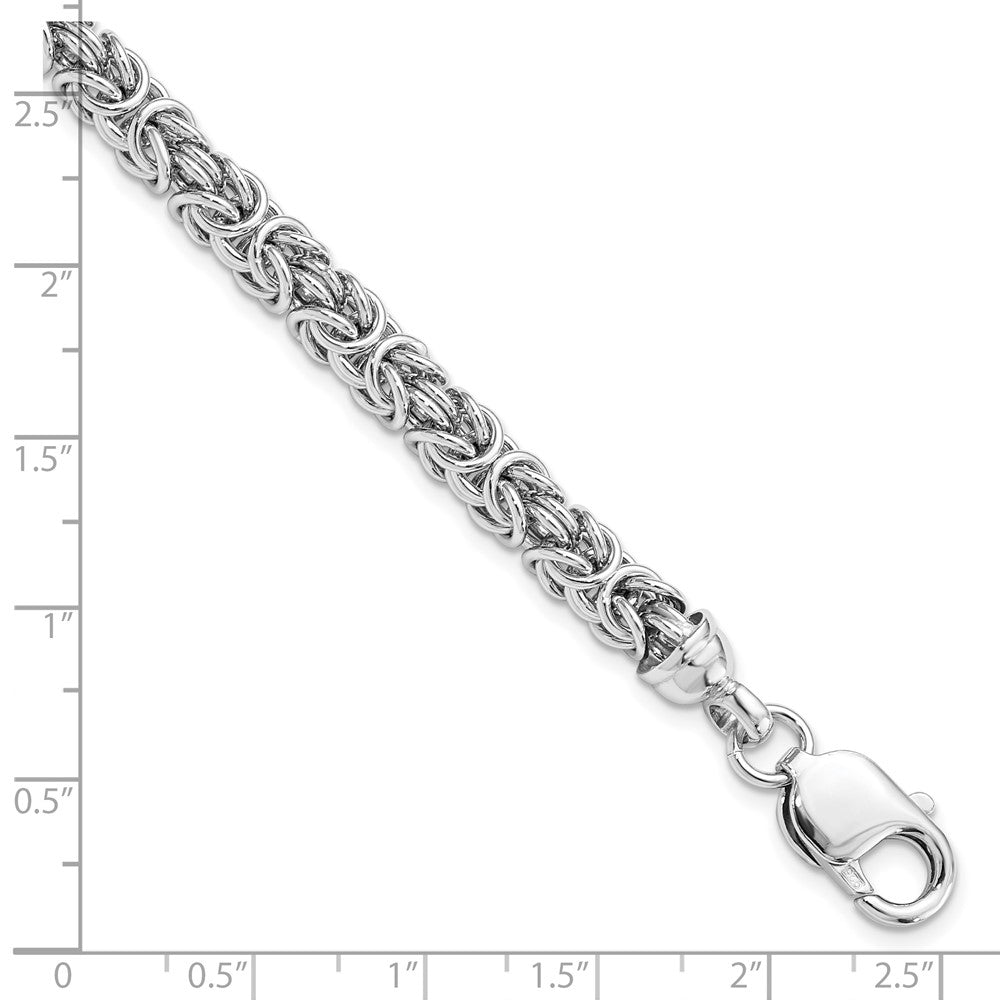 Alternate view of the Sterling Silver 7mm Fancy Byzantine Link Chain Bracelet, 7.5 Inch by The Black Bow Jewelry Co.