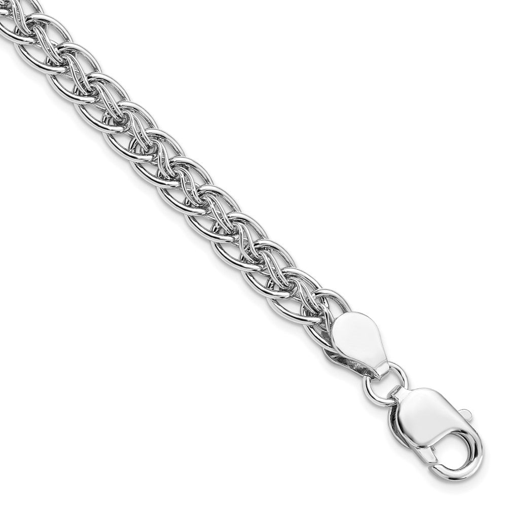 Sterling Silver 7mm Polished Oval &amp; Twisted Link Chain Bracelet, 7.5in, Item B11599 by The Black Bow Jewelry Co.