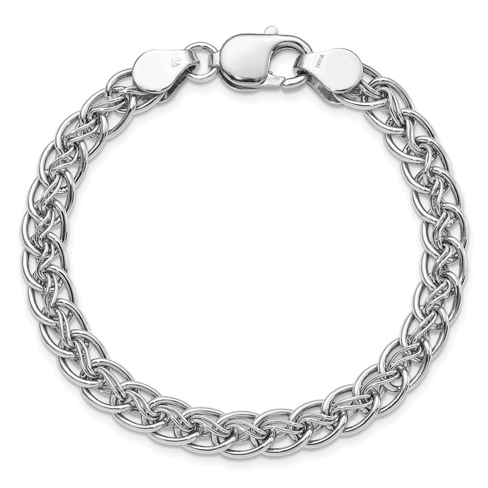 Alternate view of the Sterling Silver 7mm Polished Oval &amp; Twisted Link Chain Bracelet, 7.5in by The Black Bow Jewelry Co.