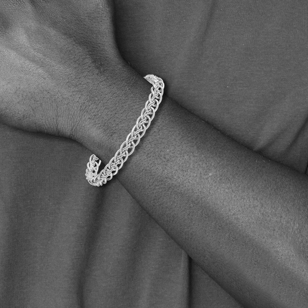 Alternate view of the Sterling Silver 7mm Polished Oval &amp; Twisted Link Chain Bracelet, 7.5in by The Black Bow Jewelry Co.