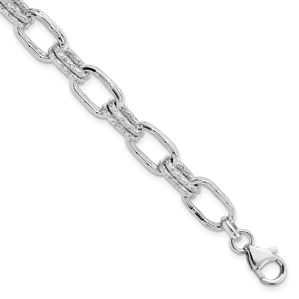 Sterling Silver 8mm Textured Double Link Chain Bracelet, 7.5 Inch, Item B11600 by The Black Bow Jewelry Co.