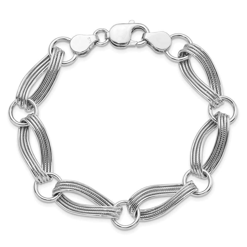 Alternate view of the Sterling Silver 11mm Twisted Oval &amp; Circle Link Chain Bracelet, 8.5 In by The Black Bow Jewelry Co.