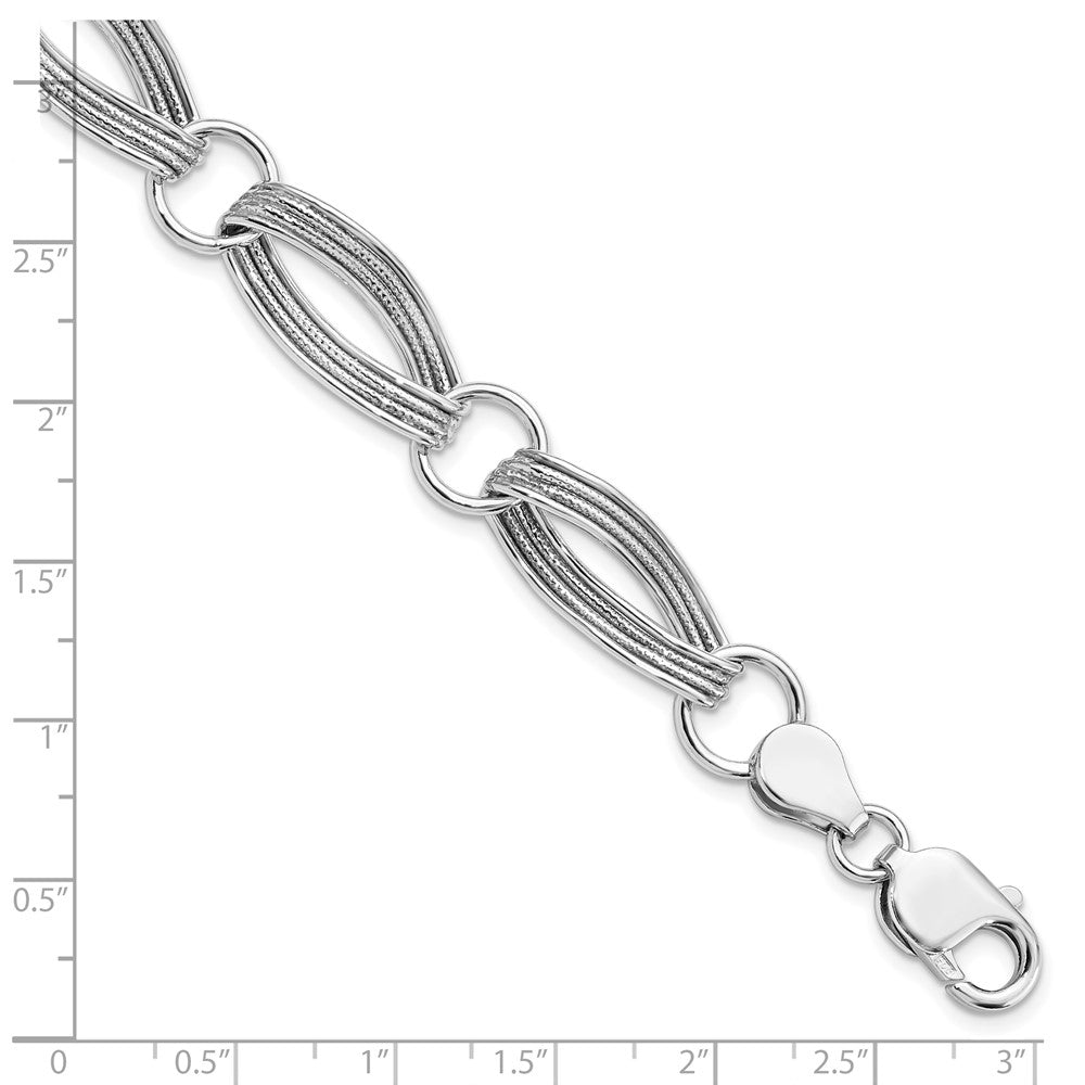 Alternate view of the Sterling Silver 11mm Twisted Oval &amp; Circle Link Chain Bracelet, 8.5 In by The Black Bow Jewelry Co.