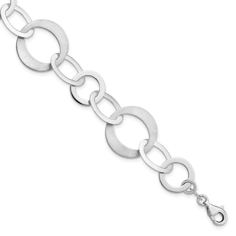 Sterling Silver 20mm Polished &amp; Brushed Flat Link Chain Bracelet, 8 In, Item B11608 by The Black Bow Jewelry Co.