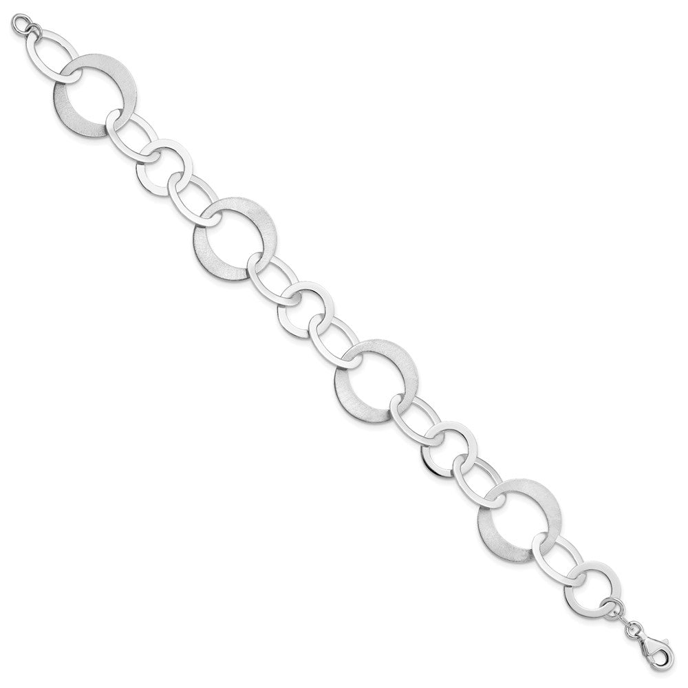 Alternate view of the Sterling Silver 20mm Polished &amp; Brushed Flat Link Chain Bracelet, 8 In by The Black Bow Jewelry Co.
