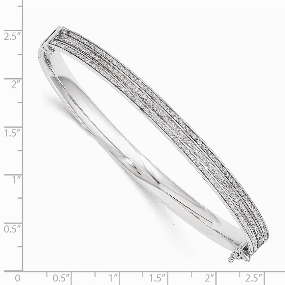 Alternate view of the 6mm Sterling Silver Glitter Infused Hinged Bangle Bracelet by The Black Bow Jewelry Co.