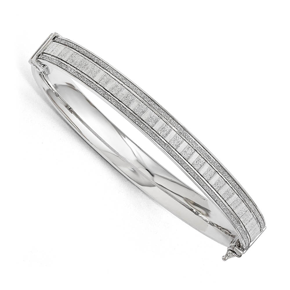 8mm Sterling Silver Glitter Inlay Hinged Bangle Bracelet, Item B11633 by The Black Bow Jewelry Co.